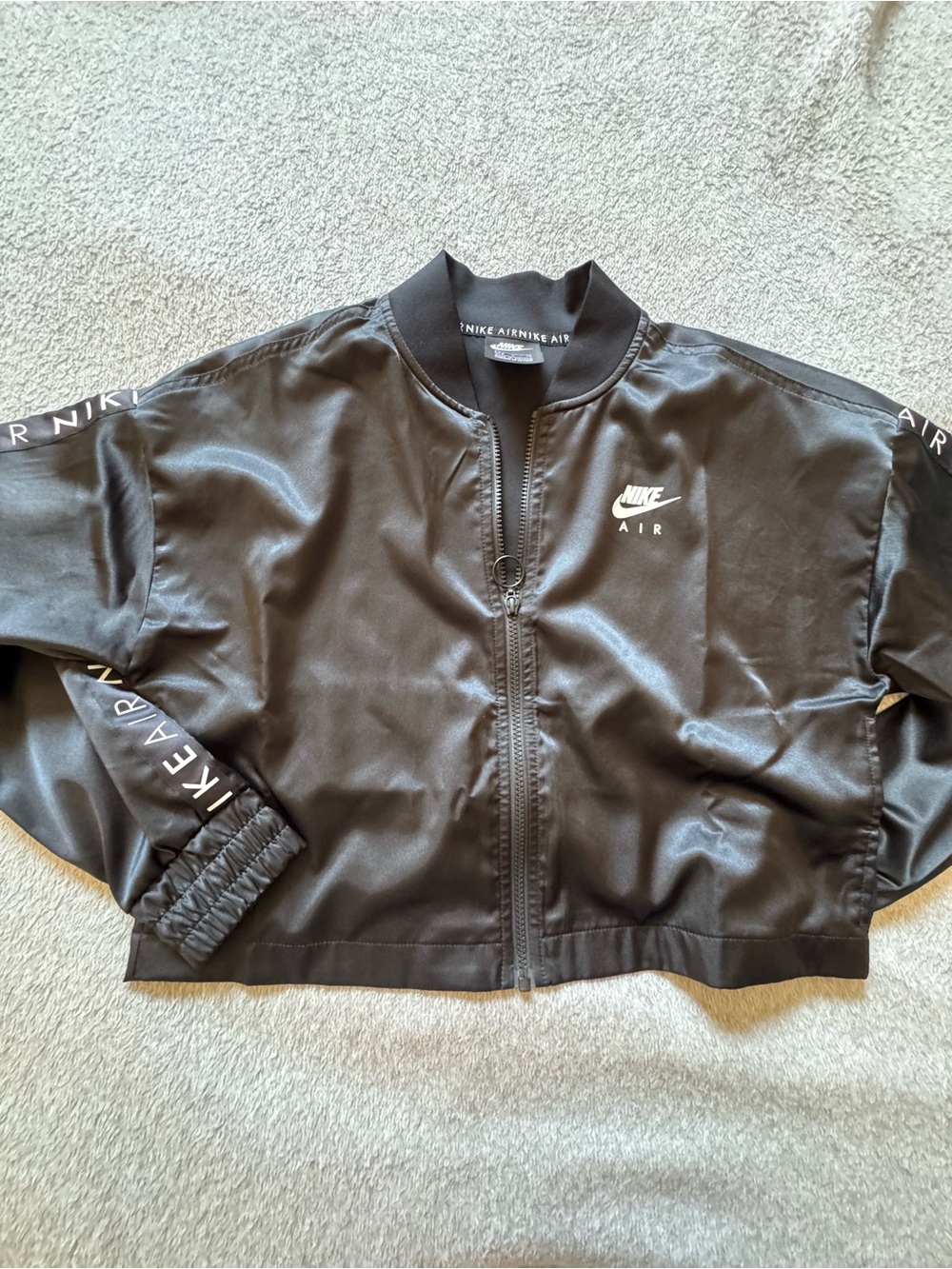 Nike Black Air Zip-Up Satin like Jacket